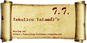 Tekulics Talamér névjegykártya